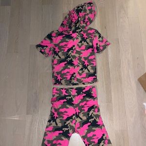 High waisted two piece camo set